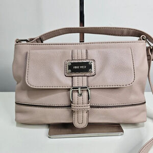 Nine West Small Pink Color Cross Body Vegan Leather Bag Purse